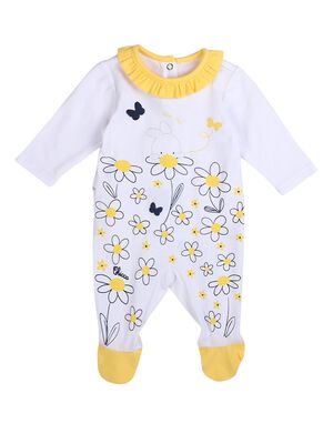 Girls White Nappy Opening Babysuit